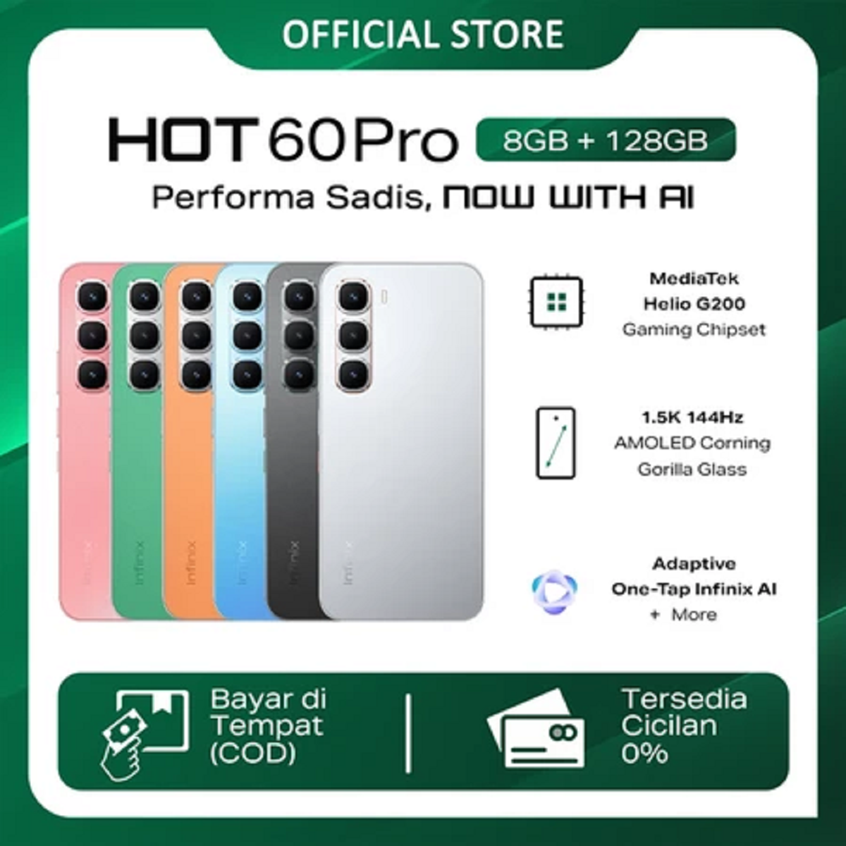 INFINIX HOT 60 PRO 8/256GB – Layar 144Hz | Kamera 50MP | Baterai 5160mAh