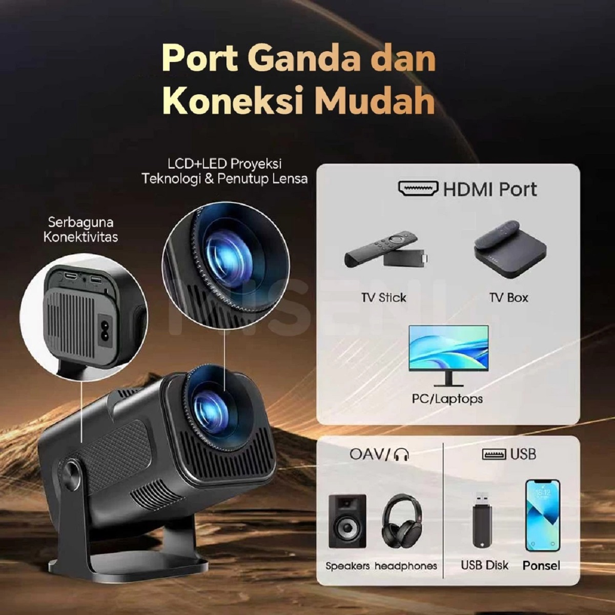 MISENI HY320 Mini Smart Projector Android 13